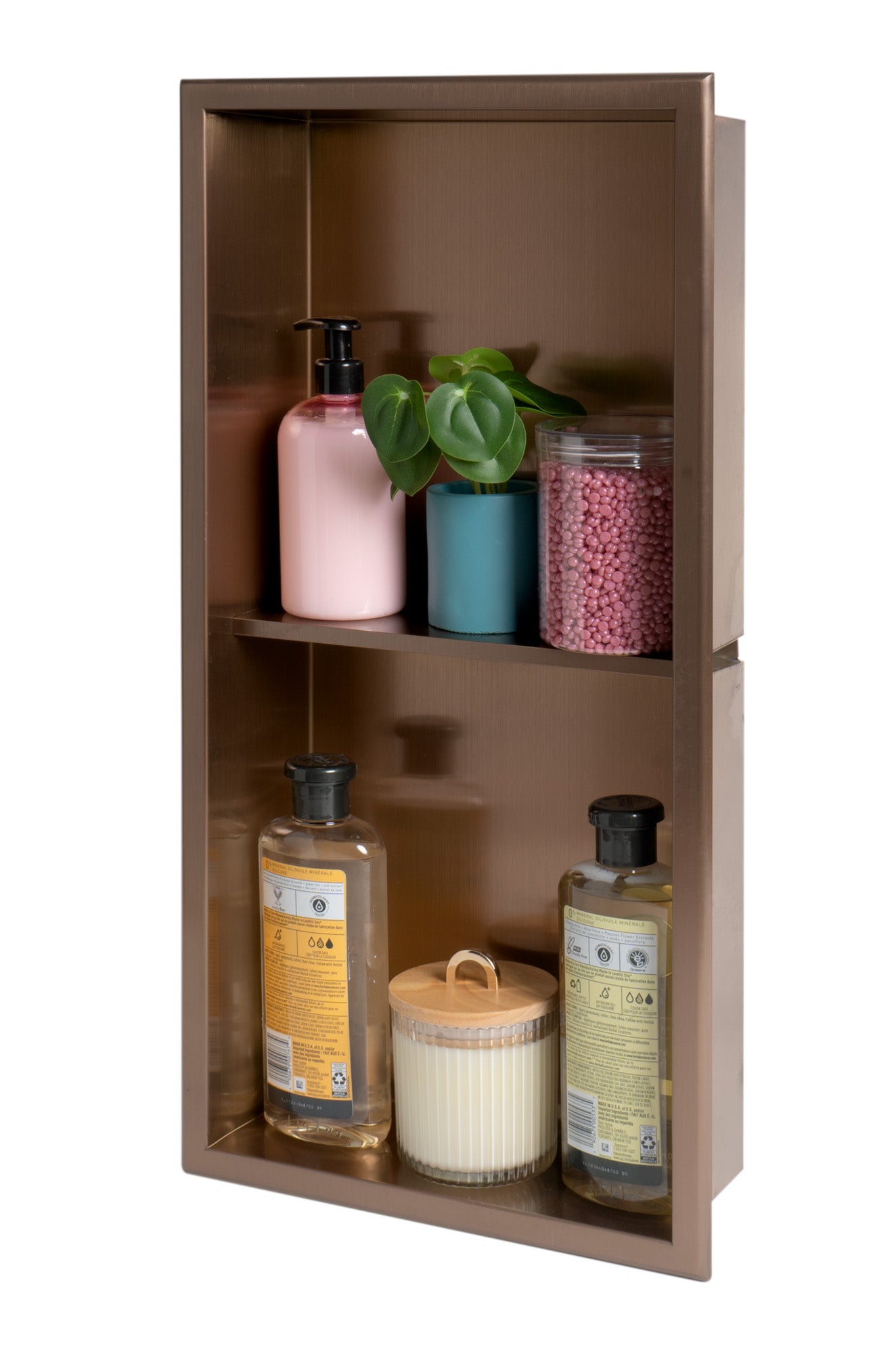 ALFI brand ABNP1224 12" x 24" Stainless Steel Vertical Double Shelf Shower Niche