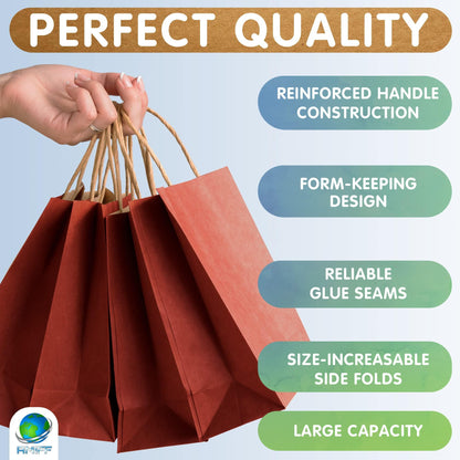 Kraft Paper Bags with Handles 16 x 6 x 12 Inch Pack of 25 Red Gift