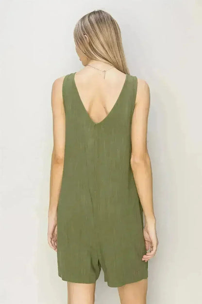 HYFVE V-Neck Sleeveless Romper with Pockets