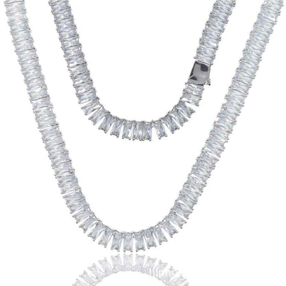 Men's Hip-Hop Zirconia Necklace in Copper Alloy Rectangular Design