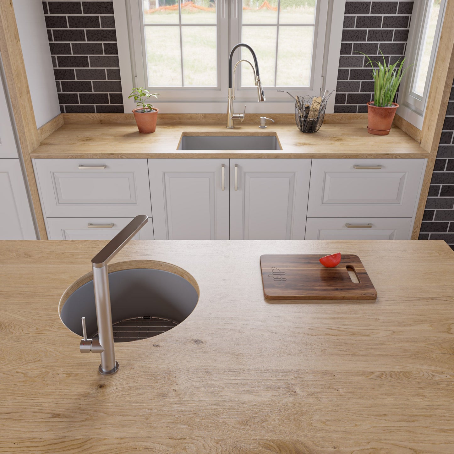 ALFI brand ABF2718UD 27" x 18" Fireclay Undermount / Drop In Firelcay Kitchen Sink