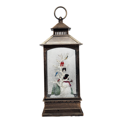 Lighted Spinning Waterglobe Lantern - Frosty and Friends