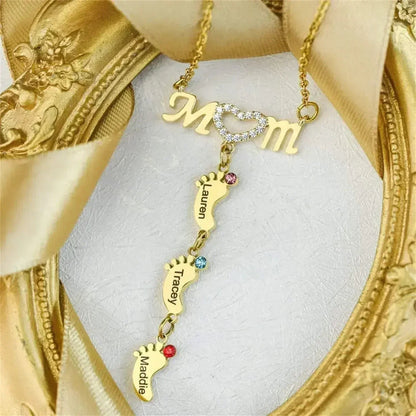 Mother's Day MOM Foot Personalized Necklace