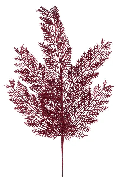 29"L GLITTER FERN SPRAY BURGUNDY