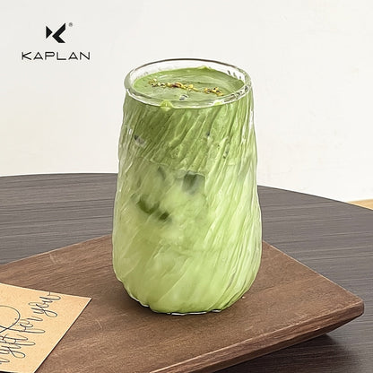 1pc Glacier Ribbed Glass Coffee Mug - Large Capacity Iced Coffee Latte