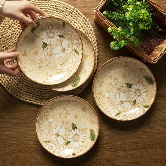 floral plates on table