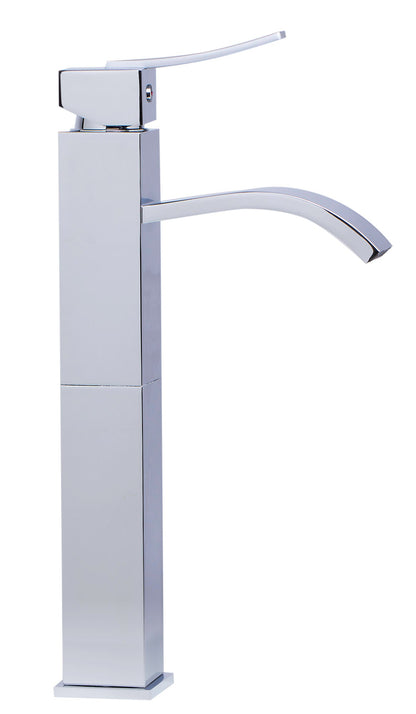 ALFI brand AB1158 Tall Square Body Curved Spout Single Lever Bathroom Faucet