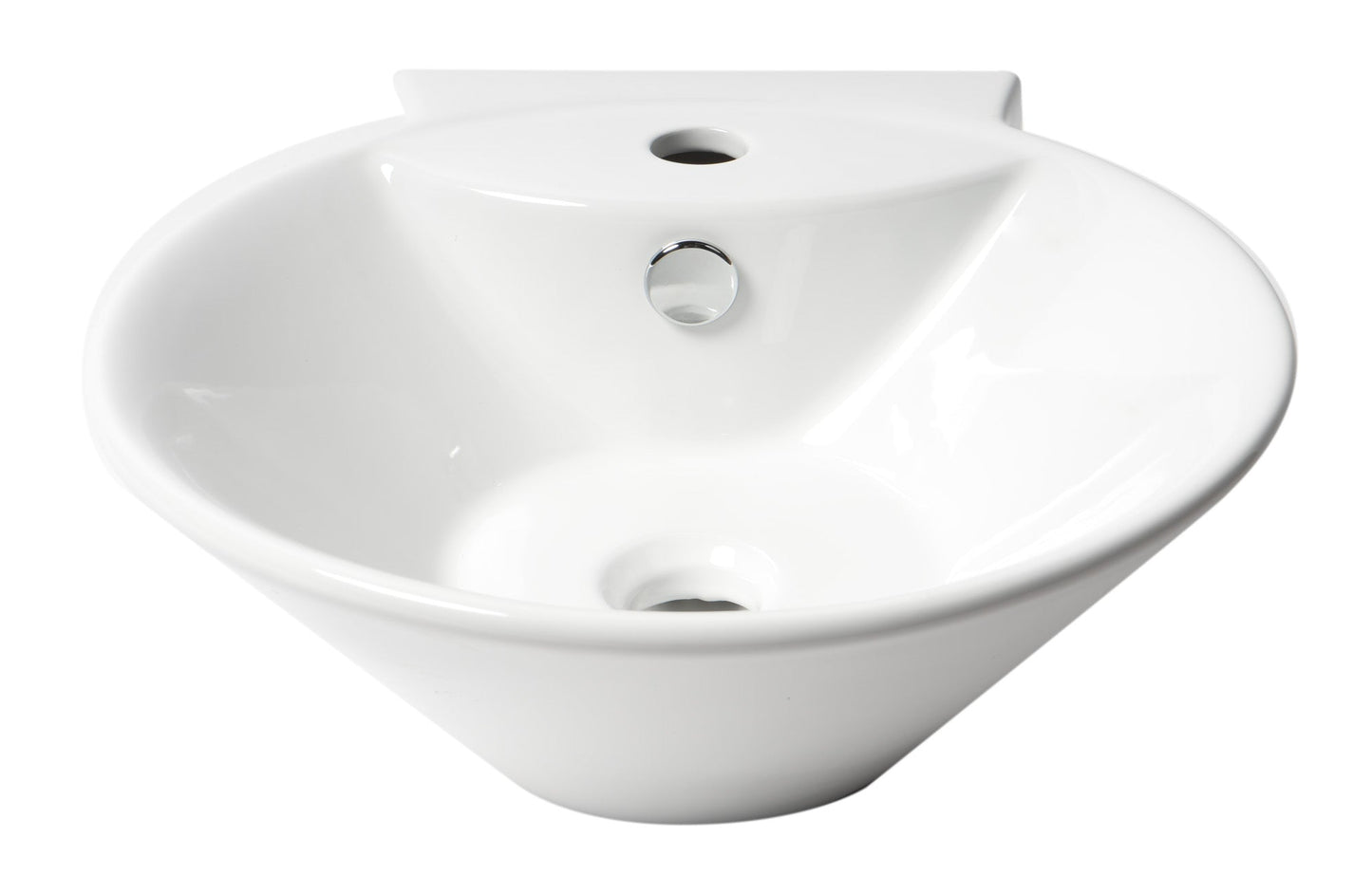 ALFI brand  ABC113 White 17" Round Wall Mounted Ceramic Sink with Faucet Hole