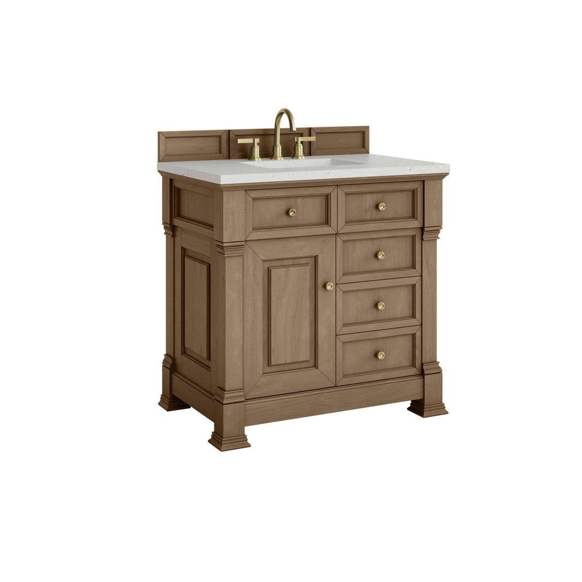 James Martin 547-V36 Brookfield 36” Single Vanity – Black Onyx / Honey Oak / Pearl Charcoal