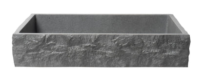 ALFI brand  ABCO24R 24" Solid Concrete Chiseled Style Rectangular Above Mount Vessel Sink