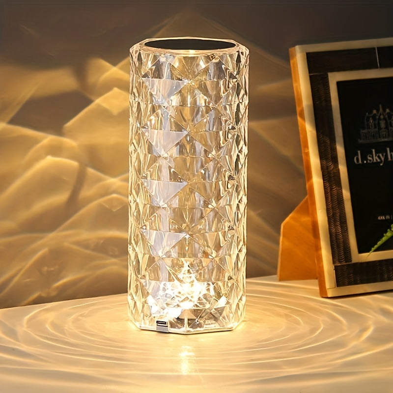 Crystal Diamond Desk Lamp TouchControlled LED Light with USB Charger
