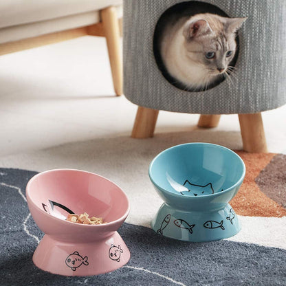 Raised Cat Bowl for Dry Wet Cat Food