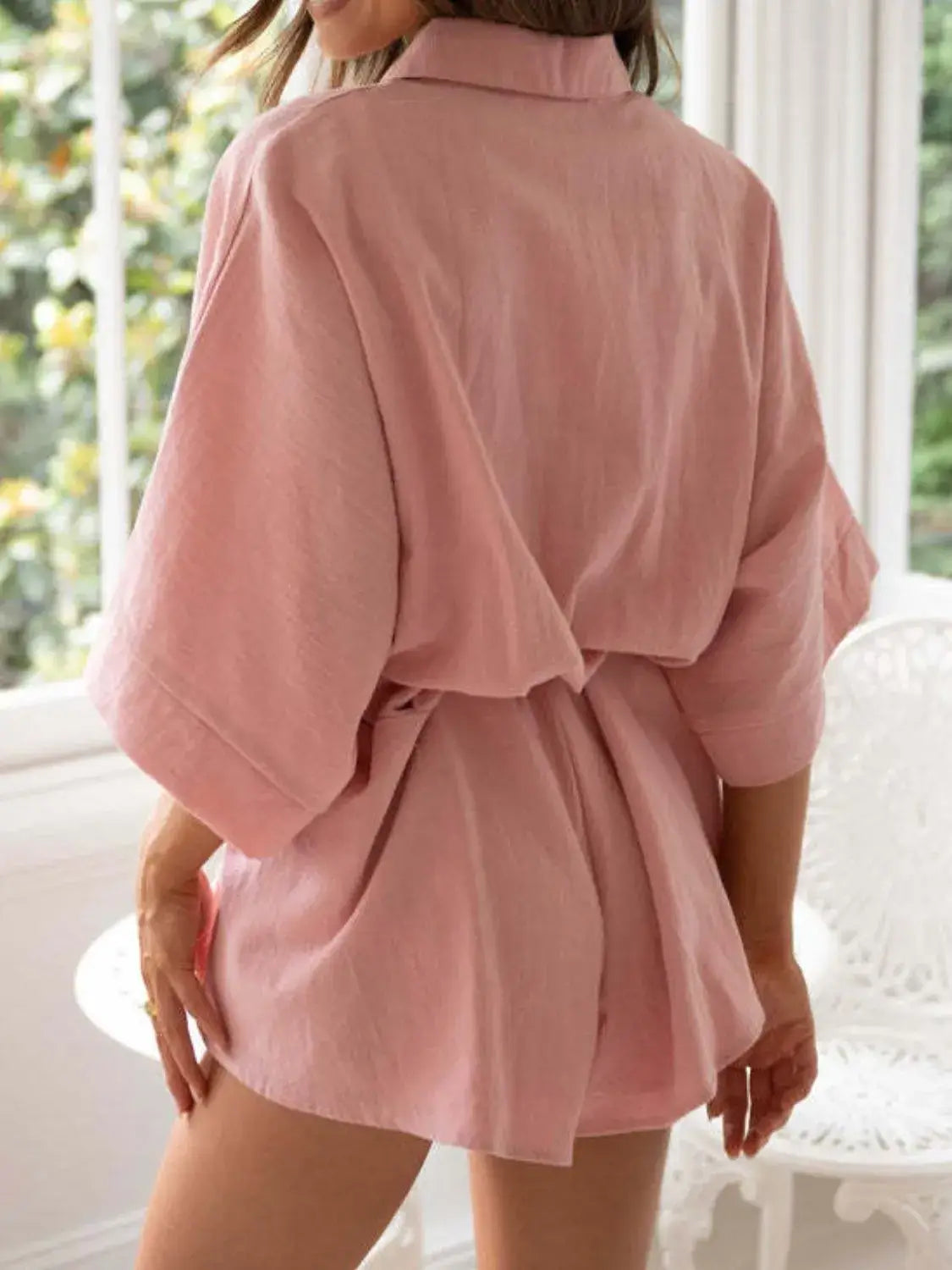 Collared Neck Half Sleeve Romper