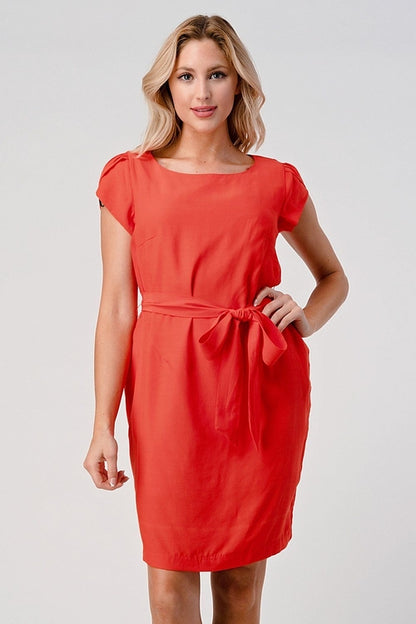 Elegant Cap-Sleeve Dress with Tie Waist | Apparel | Kitchen + Metal