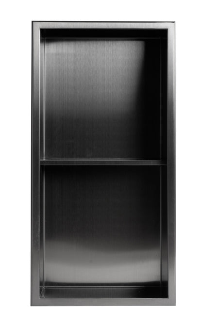 ALFI brand ABNP1224 12" x 24" Stainless Steel Vertical Double Shelf Shower Niche