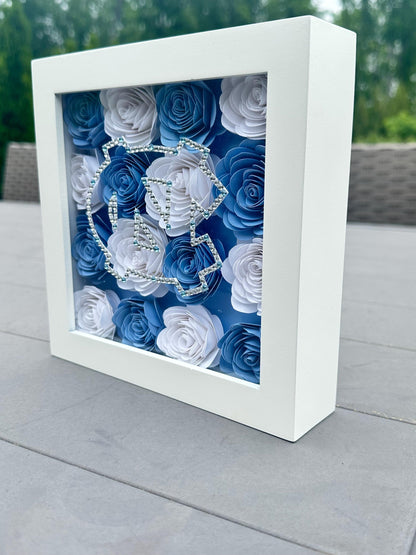 Fully Customizable: Blinged out Logo Flower Shadow Box *College Logo *Graduation Gift *Bed Party Decor *College Acceptance *High School Grad  *College Commitment