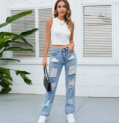 DenimDare™ – Washed Ripped Slim Jeans