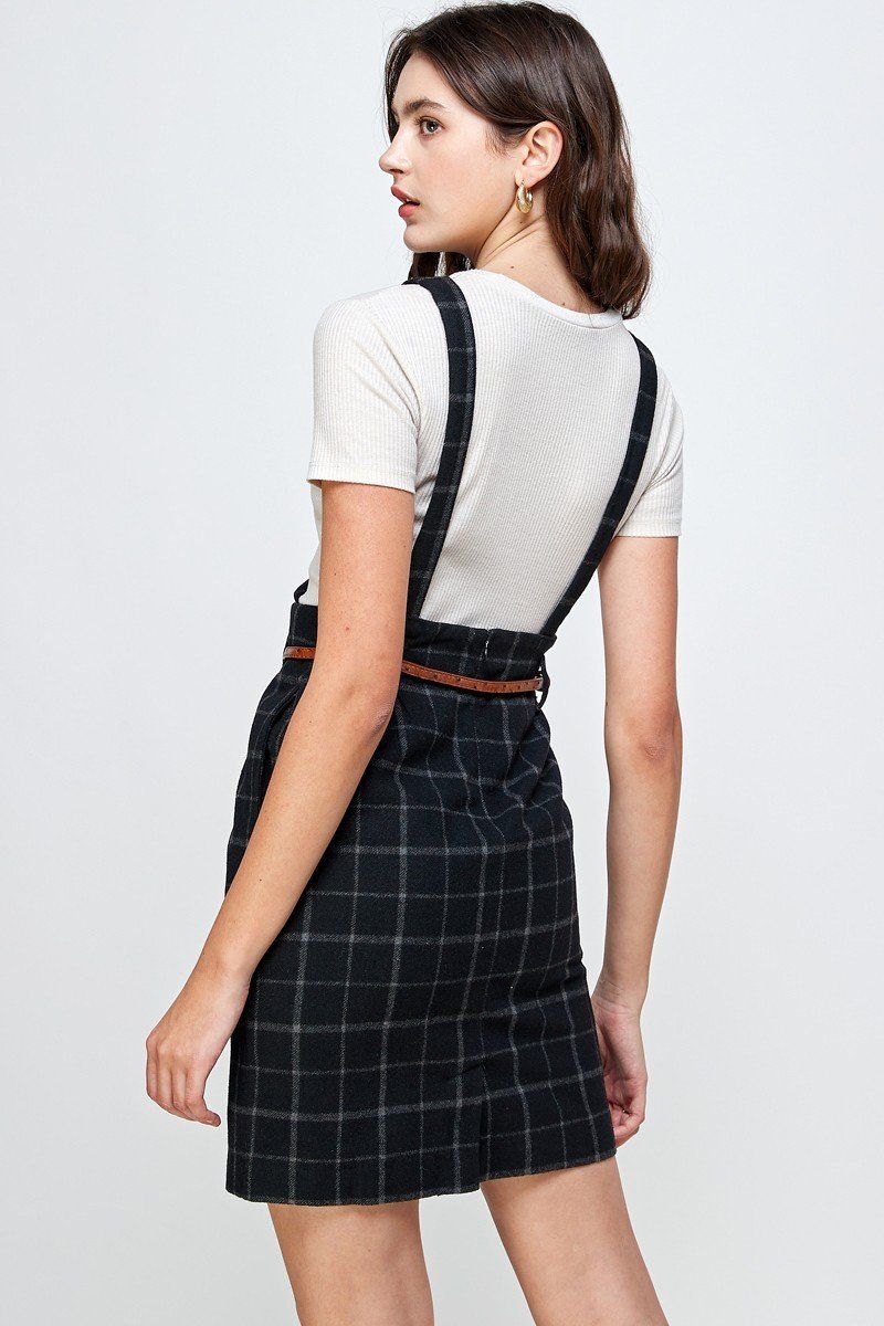 Plaid Suspender Skirt with Belt Detail | Apparel | Kitchen + Metal