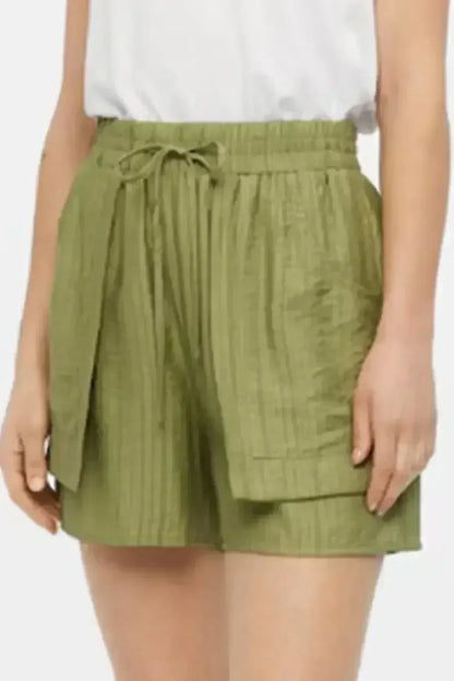 Guacamole Green Tie High Waist Pocket Shorts