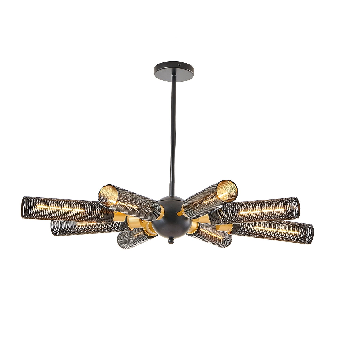 Modern Industrial Sputnik Chandelier, 8-Light Black and Gold Metal | Kitchen [Metal] | Kitchen + Metal
