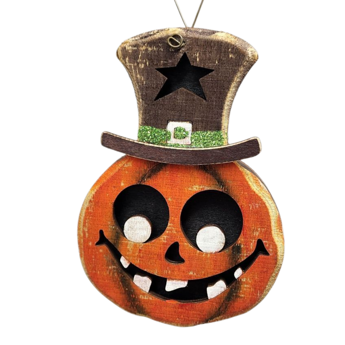 Cheerful Pumpkin Top Hat Ornament