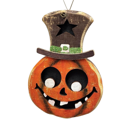 Cheerful Pumpkin Top Hat Ornament