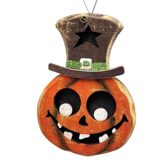 Cheerful Pumpkin Top Hat Ornament