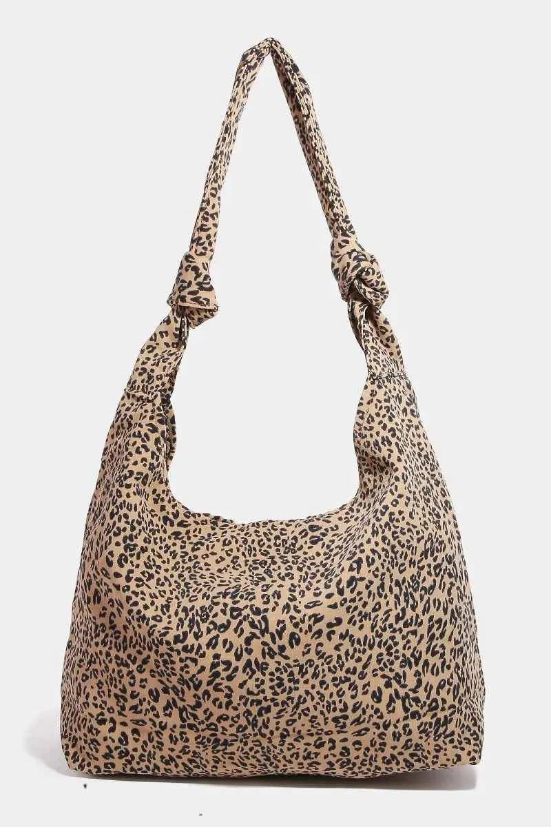 Fame Leopard Shoulder Bag with Knotted Strap