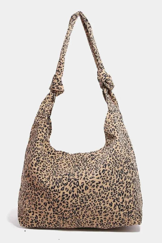 Fame Leopard Shoulder Bag with Knotted Strap
