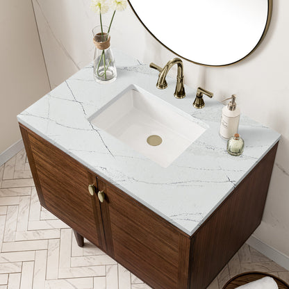 Amberly 36" Single Vanity Cabinet, Mid-Century Walnut