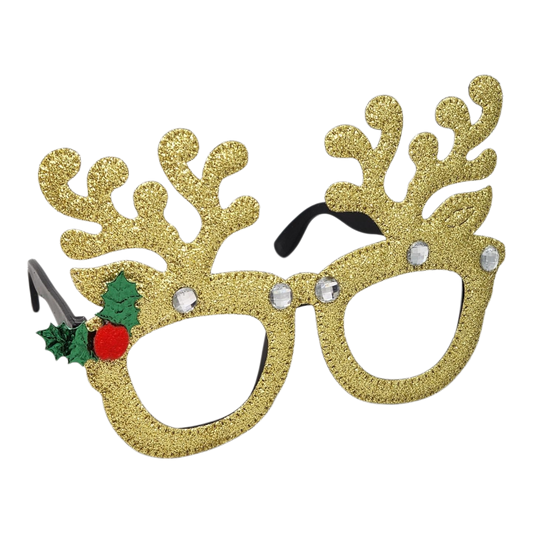 Glittering Gold Reindeer Glasses