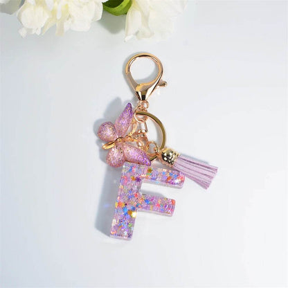A–Z Personalized Butterfly Tassel Keychain – Custom Initial Gift for Women