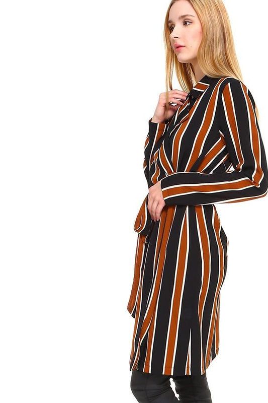 Striped Long Sleeve Belted Jacket | Apparel | Kitchen + Metal