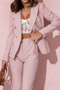 Full Size Plus Size Blazer Pantsuit with Lapel Collar and Long Sleeves