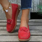 Wedge Heel Loafers - Woven PU Shoes | Femstylo