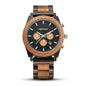Men's Wood Chronograph Watch - Six Hand Calendar Sports Casual Timepiece
