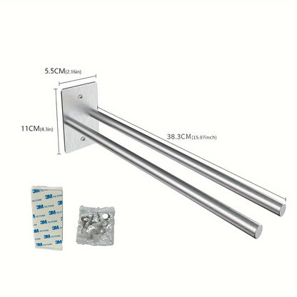 Sleek DrillFree 38cm Stainless Steel Towel Rack