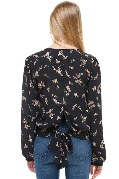 Long Sleeve Surplice Floral Top | Apparel | Kitchen + Metal