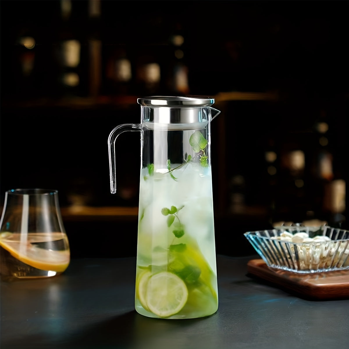 1pc, Water Pitcher With Lid, 37.1oz/54.1oz Heavy Duty Drink Picher,