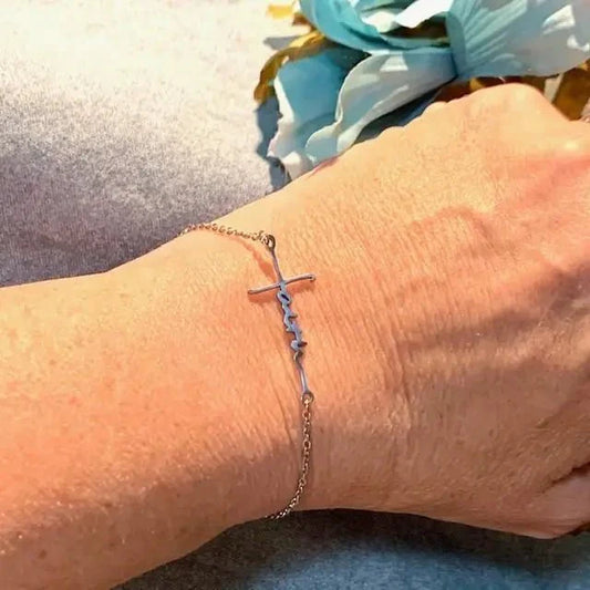 Sterling Silver Faith Cross Bracelet Jewelry – Premium Inspirational Design for Women