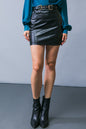 RUN FREE BABE FAUX LEATHER MINI SKIRT