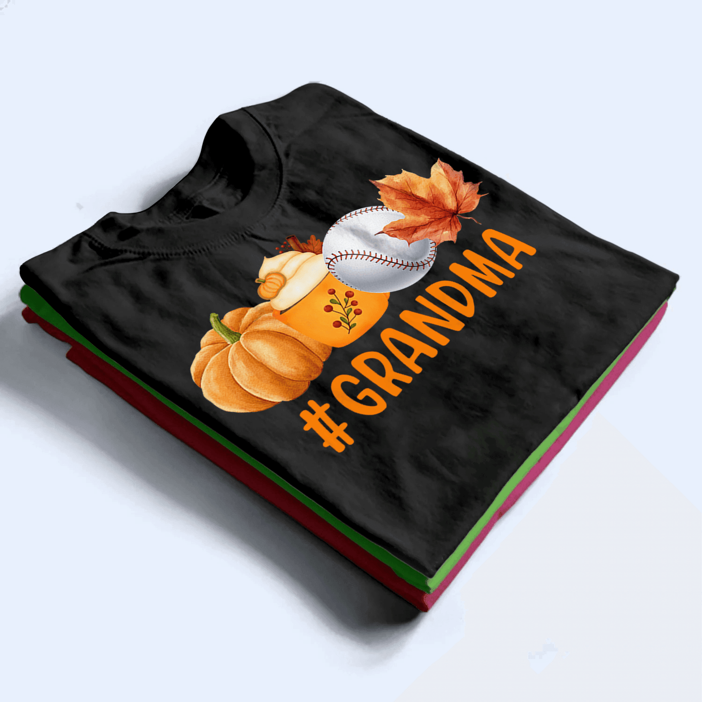 Fall, Pumpkin and Sport - Personalized Custom T Shirt - Halloween, Loving, Funny Gift for Grandma/Nana/Mimi, Mom, Wife, Grandparent