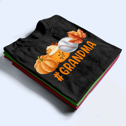 Fall, Pumpkin and Sport - Personalized Custom T Shirt - Halloween, Loving, Funny Gift for Grandma/Nana/Mimi, Mom, Wife, Grandparent