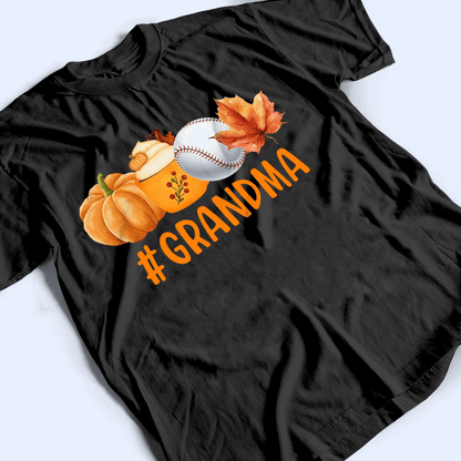 Fall, Pumpkin and Sport - Personalized Custom T Shirt - Halloween, Loving, Funny Gift for Grandma/Nana/Mimi, Mom, Wife, Grandparent