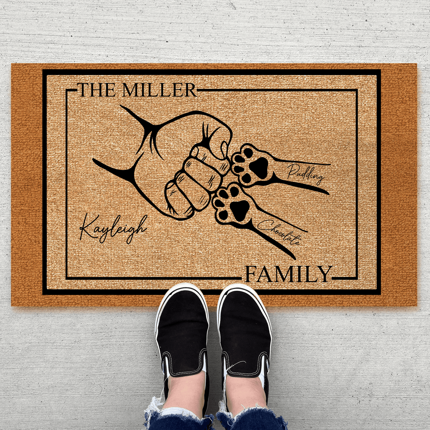 Family Pet Fist Bump - Custom Funny Doormat - Personalized Gift for Birthday, Housewarming, Homeowner, Friend, Dog Mom, Dog Dad, Dog Lovers