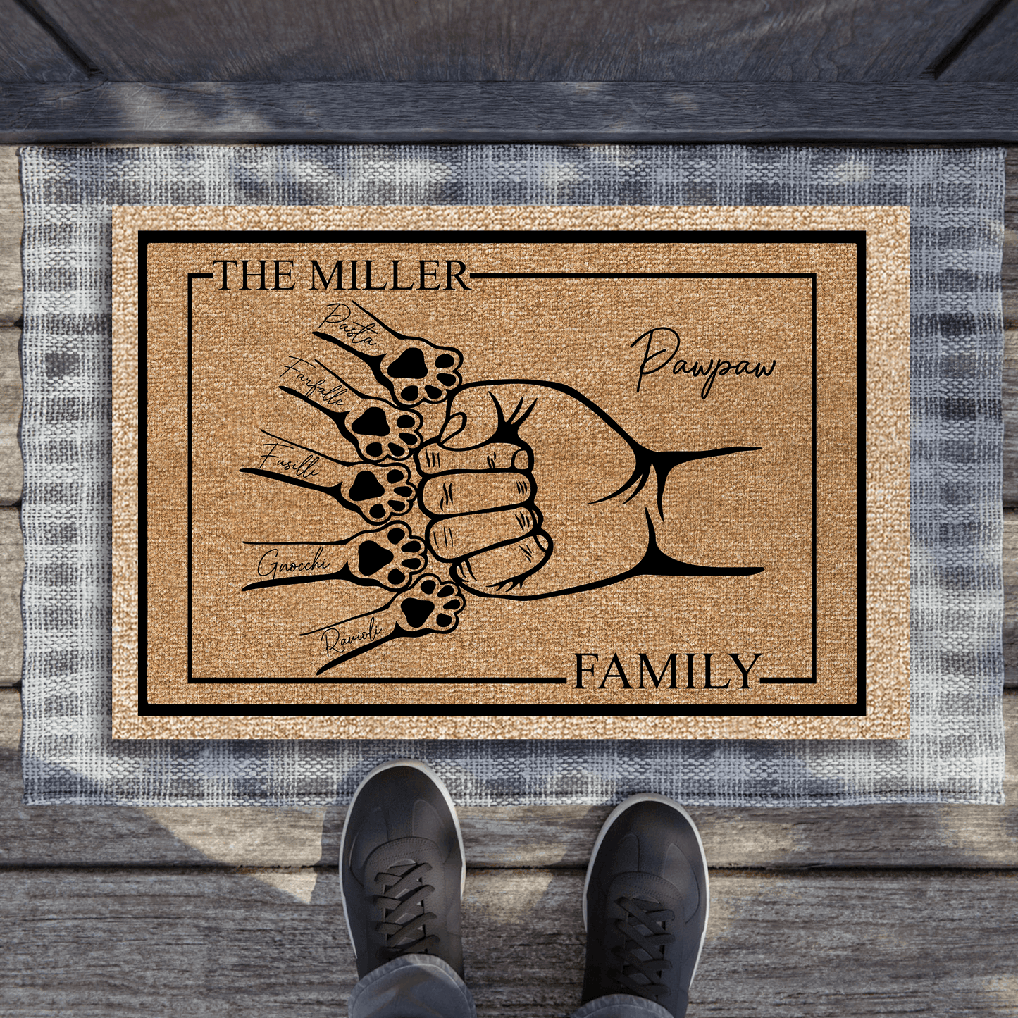 Family Pet Fist Bump - Custom Funny Doormat - Personalized Gift for Birthday, Housewarming, Homeowner, Friend, Dog Mom, Dog Dad, Dog Lovers