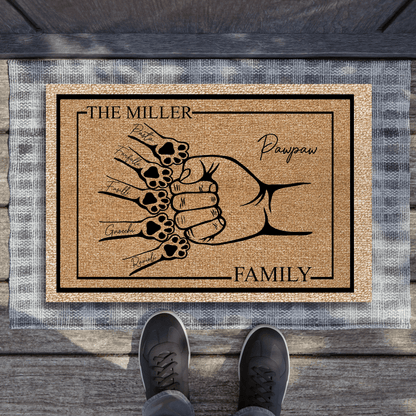 Family Pet Fist Bump - Custom Funny Doormat - Personalized Gift for Birthday, Housewarming, Homeowner, Friend, Dog Mom, Dog Dad, Dog Lovers