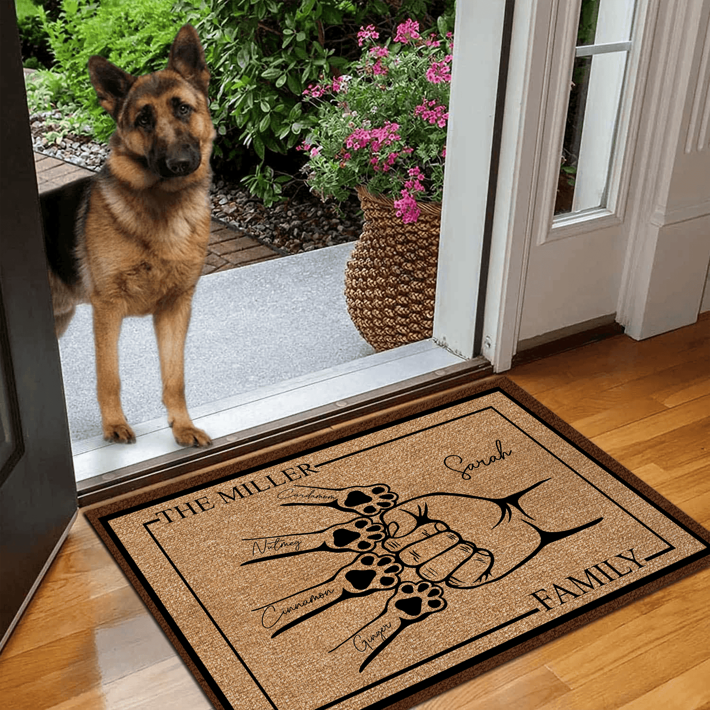 Family Pet Fist Bump - Custom Funny Doormat - Personalized Gift for Birthday, Housewarming, Homeowner, Friend, Dog Mom, Dog Dad, Dog Lovers