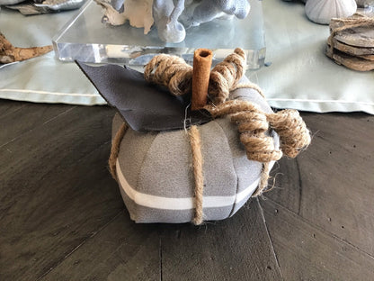 Farmhouse Grey Stripe Fabric Pumpkin-Large