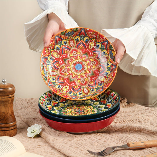Bohemian 8Inch Ceramic Dinner Plates  Microwave Safe